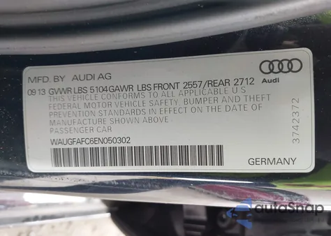 2014 Audi A6 2.0T Premium from USA, damaged, VIN WAUGFAFC6EN050302